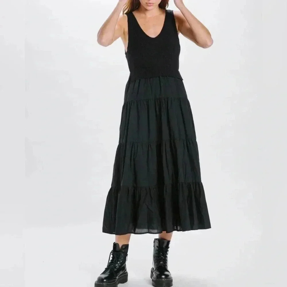 En Saison Mixed Media Tiered  Maxi Dress - Picture 4 of 8